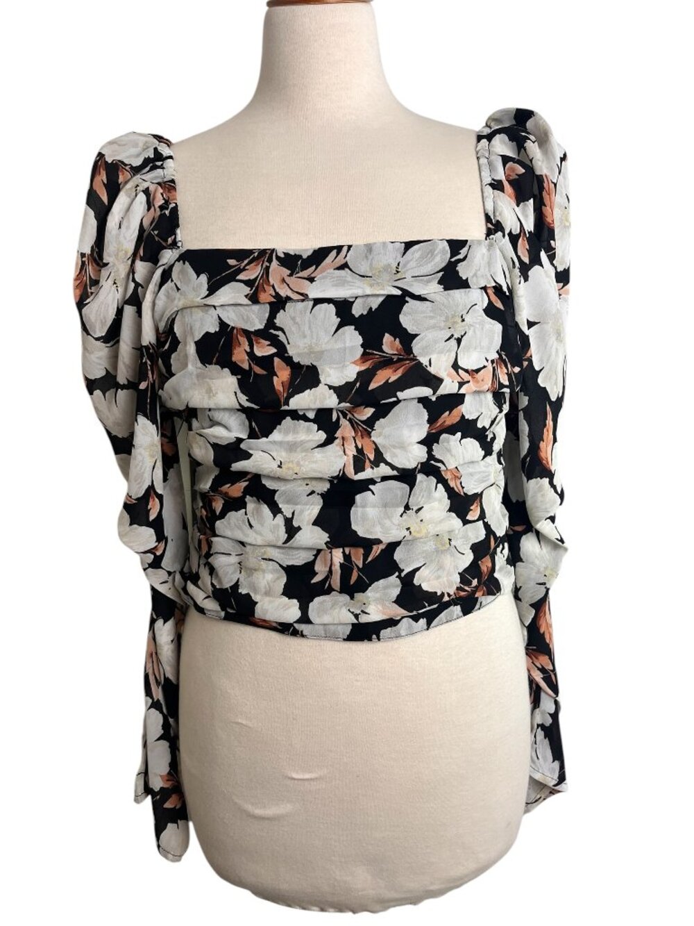 Abercrombie & Fitch Floral Puff Sleeve Top Romantic Cottagecore Blouse Medium